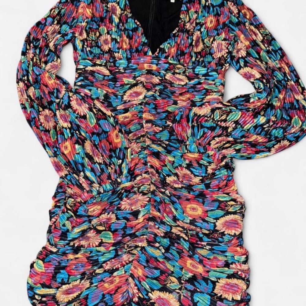 Miss Lola Multicolor Floral Long Sleeve Dress